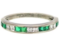 18ct White Gold, Emerald & Diamond Half Eternity Ring 15 18ct White Gold, Emerald & Diamond Half Eternity Ring -Antique Jewellery Company DSC01011