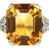 Art Deco 18ct White Gold & Platinum, Madeira Citrine & Diamond Ring 2 Art Deco 18ct White Gold & Platinum, Madeira Citrine & Diamond Ring -Antique Jewellery Company DSC01023