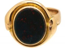 Early 20th Century 15ct Gold Signet Ring Set With A Bloodstone With Snakes Around It. 15 Early 20th Century 15ct Gold Signet Ring Set With A Bloodstone With Snakes Around It. -Antique Jewellery Company DSC01027 scaled 1