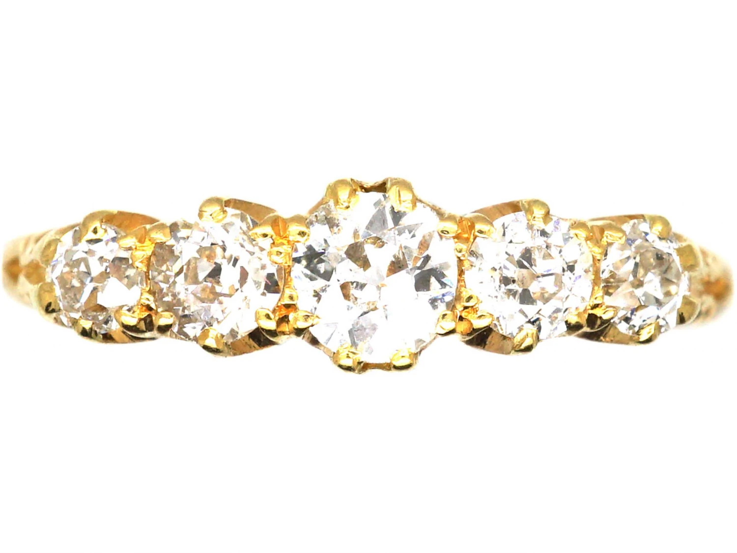 Edwardian 18ct Gold, Five Stone Old European Cut Diamond Ring 3 Edwardian 18ct Gold, Five Stone Old European Cut Diamond Ring