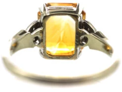 Art Deco 18ct White Gold & Platinum, Madeira Citrine & Diamond Ring 12 Art Deco 18ct White Gold & Platinum, Madeira Citrine & Diamond Ring -Antique Jewellery Company DSC01034