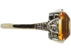 Art Deco 18ct White Gold & Platinum, Madeira Citrine & Diamond Ring 13 Art Deco 18ct White Gold & Platinum, Madeira Citrine & Diamond Ring -Antique Jewellery Company DSC01048