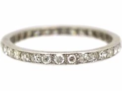 Edwardian Platinum Narrow Eternity Ring Set With Diamonds 9 Edwardian Platinum Narrow Eternity Ring Set With Diamonds -Antique Jewellery Company DSC01049 scaled 1