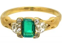 Early Victorian 18ct Gold, Emerald & Diamond Ring 13 Early Victorian 18ct Gold, Emerald & Diamond Ring -Antique Jewellery Company DSC01070 scaled 1