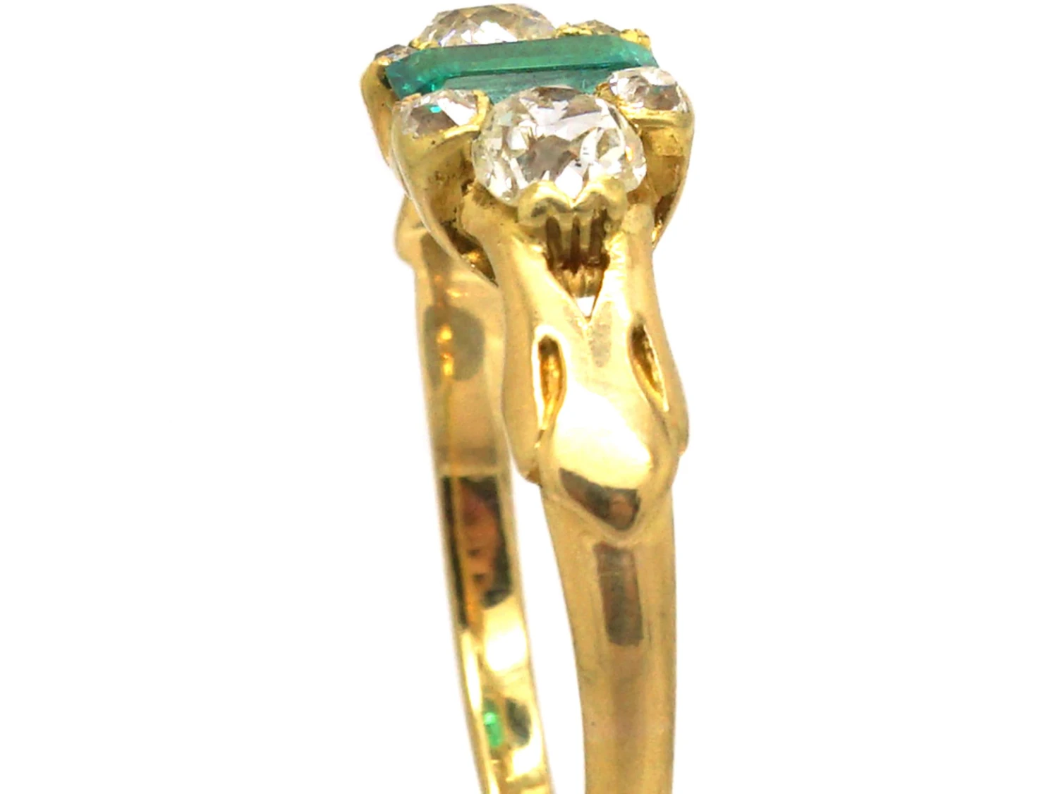 Early Victorian 18ct Gold, Emerald & Diamond Ring 4 Early Victorian 18ct Gold, Emerald & Diamond Ring - Image 2