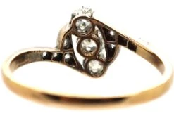 Early 20th Century 14ct Gold & Platinum, Slanted Three Stone Diamond Ring With Diamond Set Shoulders -Antique Jewellery Company DSC01081 scaled 1