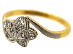 Edwardian 18ct Gold & Platinum Diamond Set Ivy Leaf Ring 17 Edwardian 18ct Gold & Platinum Diamond Set Ivy Leaf Ring -Antique Jewellery Company DSC01083