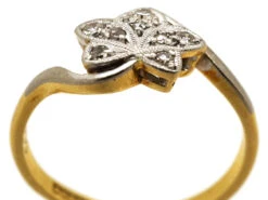 Edwardian 18ct Gold & Platinum Diamond Set Ivy Leaf Ring 13 Edwardian 18ct Gold & Platinum Diamond Set Ivy Leaf Ring -Antique Jewellery Company DSC01085