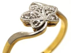 Edwardian 18ct Gold & Platinum Diamond Set Ivy Leaf Ring 14 Edwardian 18ct Gold & Platinum Diamond Set Ivy Leaf Ring -Antique Jewellery Company DSC01092