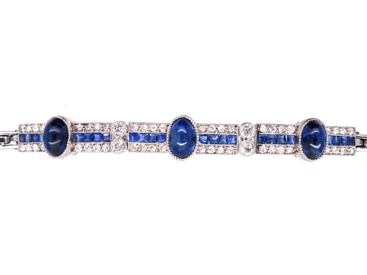Art Deco 18ct White Gold & Platinum, Sapphire & Diamond Bracelet 3 Art Deco 18ct White Gold & Platinum, Sapphire & Diamond Bracelet