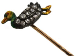 Edwardian Diamond & Enamel Duckling Tie Pin 10 Edwardian Diamond & Enamel Duckling Tie Pin -Antique Jewellery Company DSC01102 1