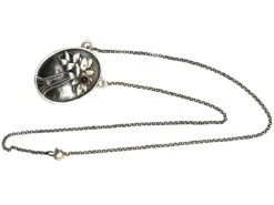 Art Deco Silver Pendant On Chain -Antique Jewellery Company DSC01114