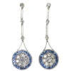Art Deco Platinum, Sapphire & Diamond Target Design Drop Earrings 1 Art Deco Platinum, Sapphire & Diamond Target Design Drop Earrings -Antique Jewellery Company DSC01118