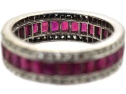 18ct White Gold Princess Cut Ruby & Diamond Three Row Eternity Ring -Antique Jewellery Company DSC01133 scaled 1