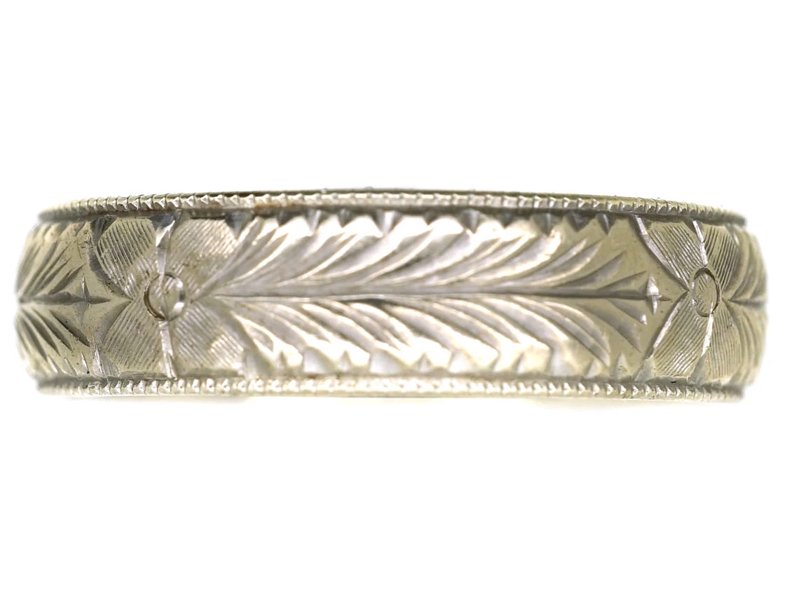 9ct White Gold Engraved Wedding Band 3 9ct White Gold Engraved Wedding Band