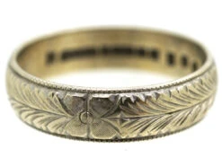 9ct White Gold Engraved Wedding Band 19 9ct White Gold Engraved Wedding Band -Antique Jewellery Company DSC01186