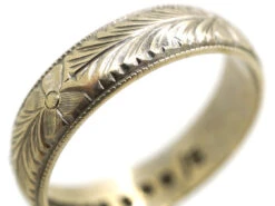 9ct White Gold Engraved Wedding Band 15 9ct White Gold Engraved Wedding Band -Antique Jewellery Company DSC01190