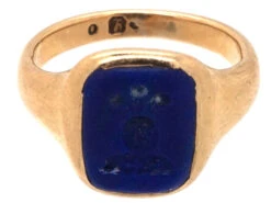 18ct Gold & Lapis Intaglio Signet Ring 17 18ct Gold & Lapis Intaglio Signet Ring -Antique Jewellery Company DSC01212 1