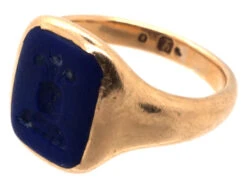 18ct Gold & Lapis Intaglio Signet Ring 14 18ct Gold & Lapis Intaglio Signet Ring -Antique Jewellery Company DSC01213