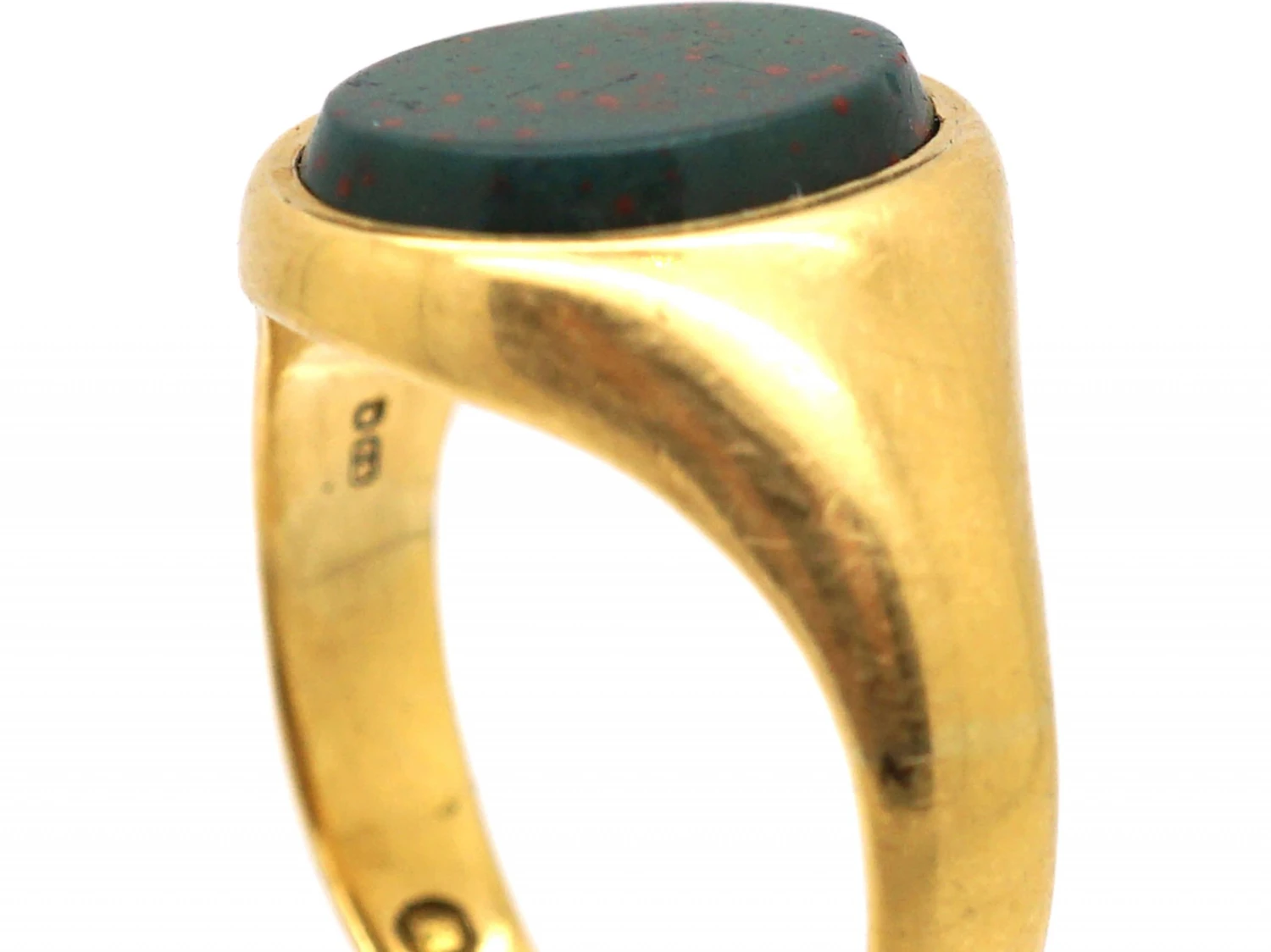 Retro 18ct Gold Signet Ring Set With A Bloodstone 4 Retro 18ct Gold Signet Ring Set With A Bloodstone - Image 2