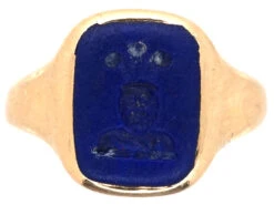 18ct Gold & Lapis Intaglio Signet Ring