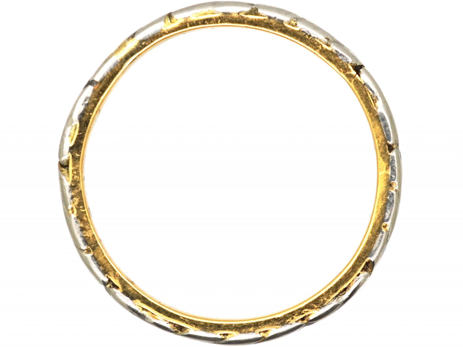 22ct Gold & Platinum Wedding Ring With Leaf Motif 5 22ct Gold & Platinum Wedding Ring With Leaf Motif - Image 3