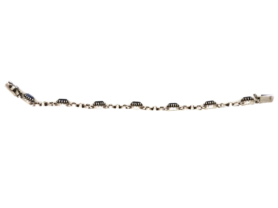 Silver, Blue & White Paste Bracelet 6 Silver, Blue & White Paste Bracelet - Image 4