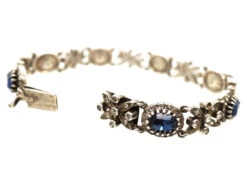 Silver, Blue & White Paste Bracelet 10 Silver, Blue & White Paste Bracelet -Antique Jewellery Company DSC01229 1