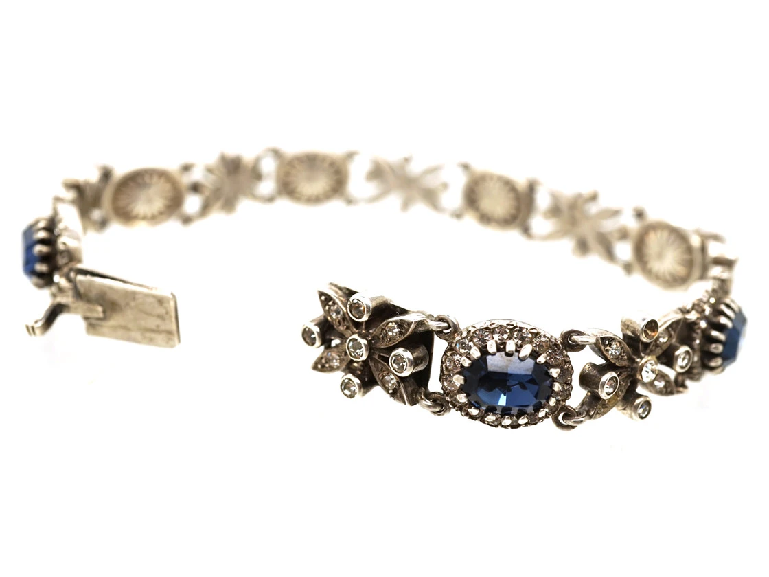 Silver, Blue & White Paste Bracelet 5 Silver, Blue & White Paste Bracelet - Image 3