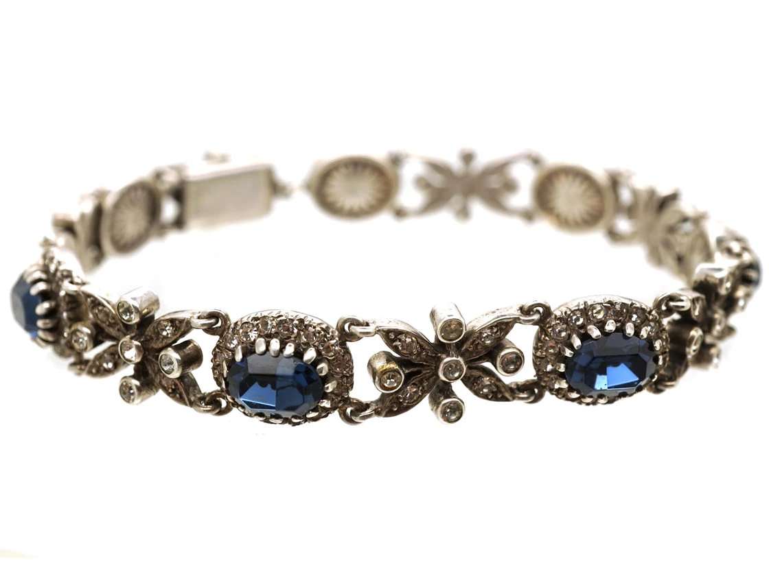 Silver, Blue & White Paste Bracelet 3 Silver, Blue & White Paste Bracelet