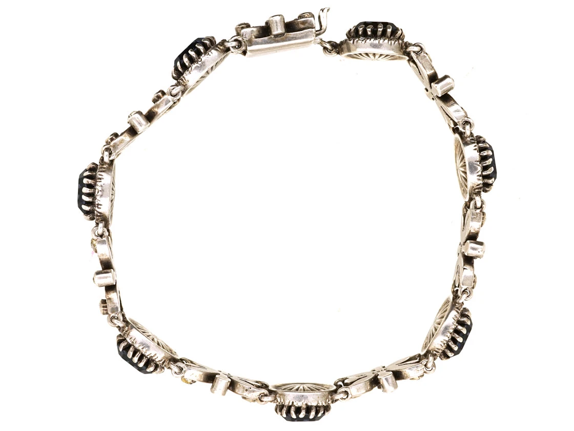 Silver, Blue & White Paste Bracelet 4 Silver, Blue & White Paste Bracelet - Image 2