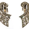 Art Deco Silver Clip On Wing Earrings