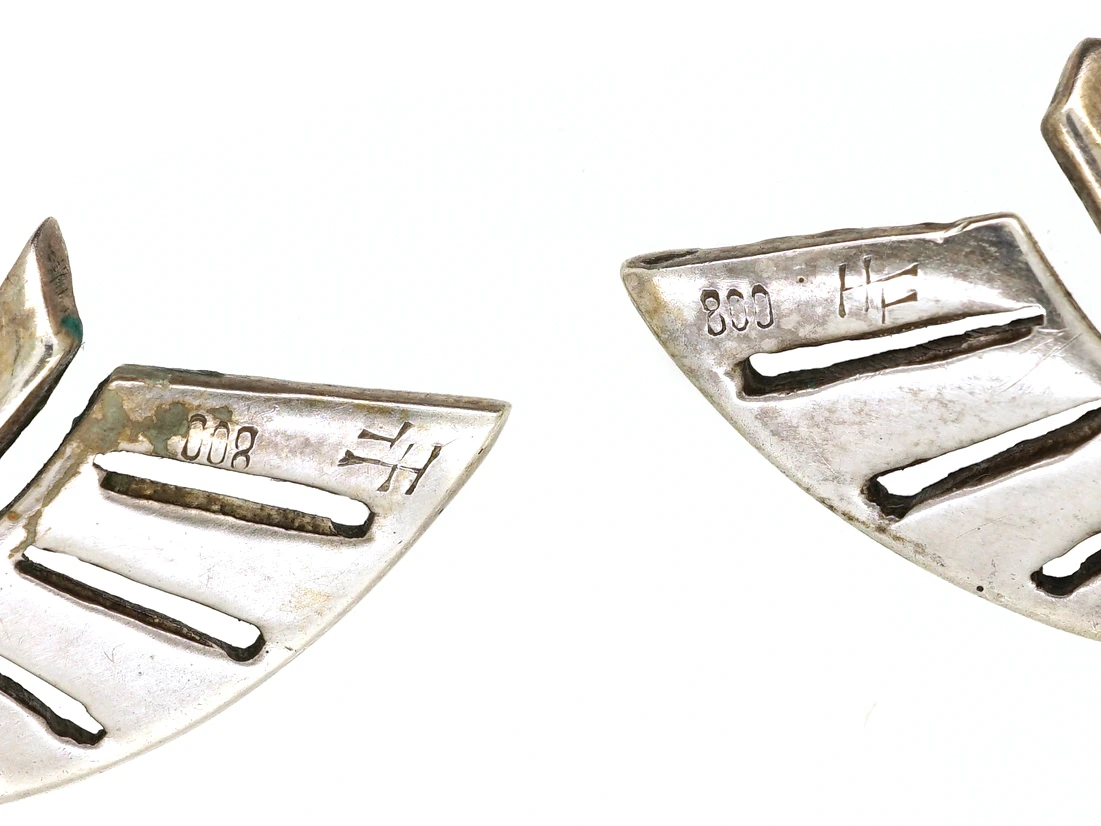 Art Deco Silver Clip On Wing Earrings 5 Art Deco Silver Clip On Wing Earrings - Image 3