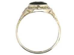 Art Deco 18ct White Gold Signet Ring With Onyx Crest Intaglio -Antique Jewellery Company DSC01251