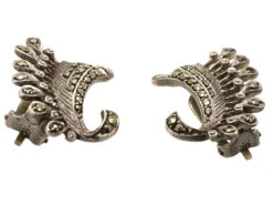 Art Deco Silver & Marcasite Clip On Wing Earrings 8 Art Deco Silver & Marcasite Clip On Wing Earrings -Antique Jewellery Company DSC01270