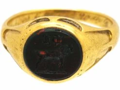 Early Victorian 18ct Gold Signet Ring With Bloodstone Intaglio Of A Horse -Antique Jewellery Company DSC01284 scaled 1