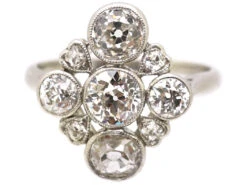 Edwardian Platinum Diamond Cluster Ring With Heart Shaped Motifs 13 Edwardian Platinum Diamond Cluster Ring With Heart Shaped Motifs -Antique Jewellery Company DSC01289