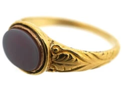 18ct Gold Early Victorian Signet Ring Set With A Carnelian -Antique Jewellery Company DSC01298 1