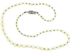 Edwardian Graduated Opal Bead Necklace With 9ct White Gold Clasp
