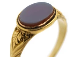 18ct Gold Early Victorian Signet Ring Set With A Carnelian -Antique Jewellery Company DSC01305