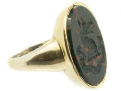 Victorian 18ct Gold & Bloodstone Intaglio Of A Wolf’s Head Signet Ring -Antique Jewellery Company DSC01308