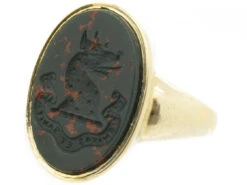 Victorian 18ct Gold & Bloodstone Intaglio Of A Wolf’s Head Signet Ring -Antique Jewellery Company DSC01309