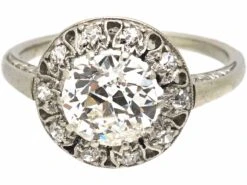 Portuguese Art Deco Platinum & Diamond Ring With Small Diamonds Around The Edge 15 Portuguese Art Deco Platinum & Diamond Ring With Small Diamonds Around The Edge -Antique Jewellery Company DSC01330 scaled 1