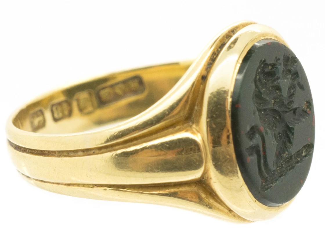Victorian 18ct Gold & Bloodstone Carved Intaglio Of A Lion Signet Ring 10 Victorian 18ct Gold & Bloodstone Carved Intaglio Of A Lion Signet Ring - Image 8
