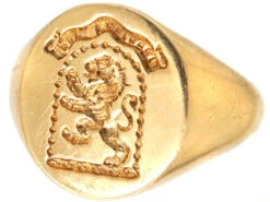 Retro 9ct Gold Signet Ring With Lion Intaglio -Antique Jewellery Company DSC01355 copy