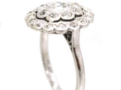 Early 20th Century Platinum, Diamond Daisy Cluster Ring With Outer Ring Of Diamonds -Antique Jewellery Company DSC01358