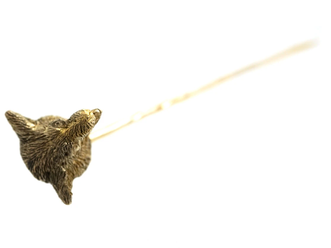 Edwardian 15ct Gold Fox Head Tie Pin 5 Edwardian 15ct Gold Fox Head Tie Pin - Image 3