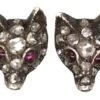 Edwardian Fox Head Earrings Set With Rose Diamonds With Cabochon Ruby Eyes 1 Edwardian Fox Head Earrings Set With Rose Diamonds With Cabochon Ruby Eyes -Antique Jewellery Company DSC01362 scaled 1