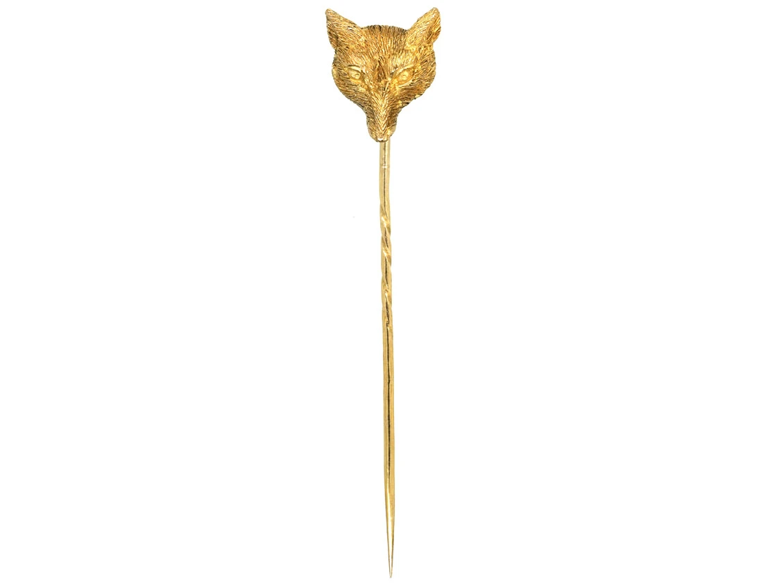 Edwardian15ct Gold Fox Tie Pin 4 Edwardian15ct Gold Fox Tie Pin - Image 2