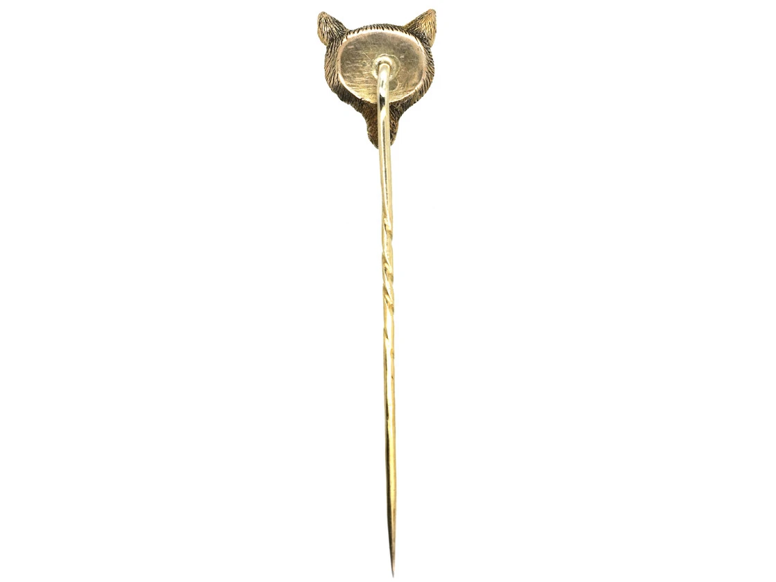 Edwardian15ct Gold Fox Tie Pin 5 Edwardian15ct Gold Fox Tie Pin - Image 3